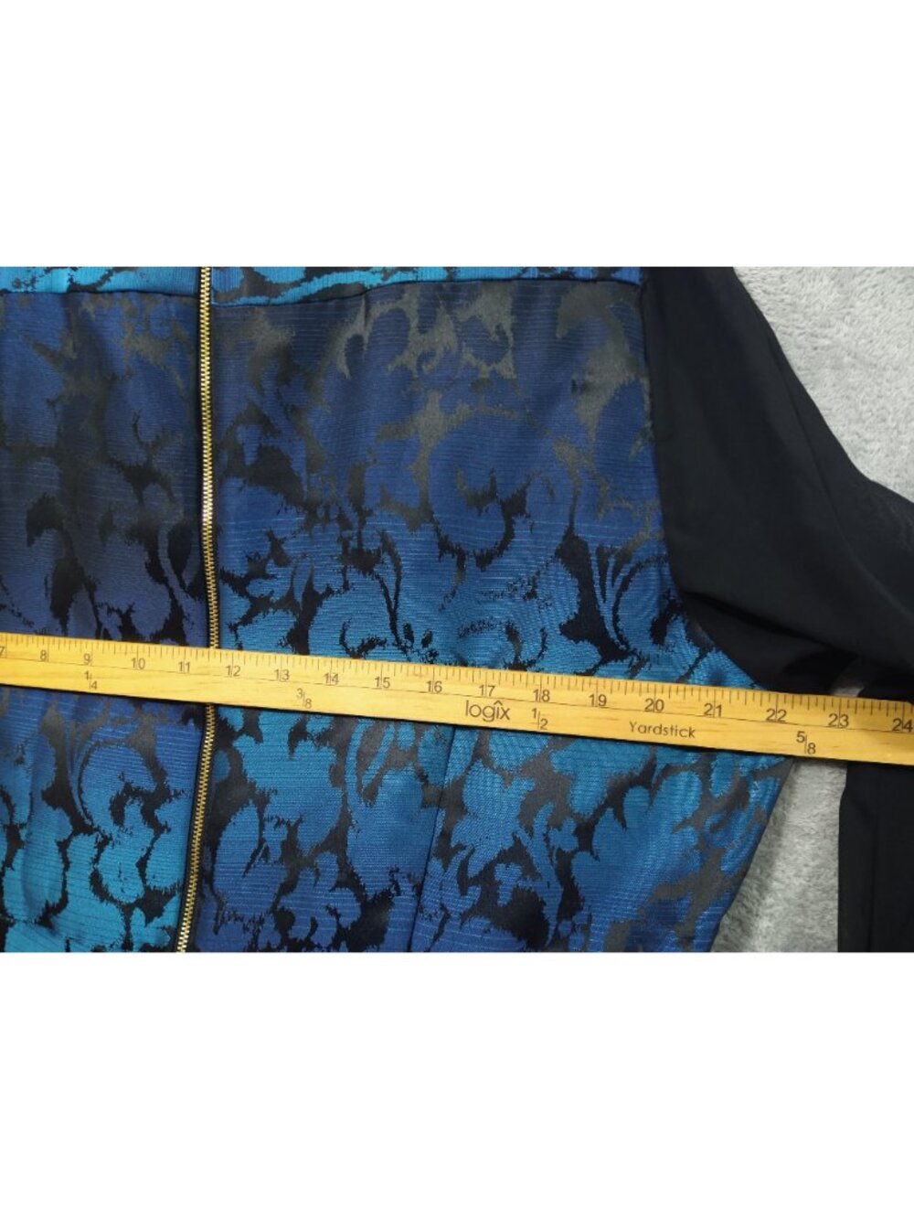 Monif C Romper Womens 2X Blue Floral Crew Neck Long Sleeve Blue Peplum Satin - Picture 6 of 9